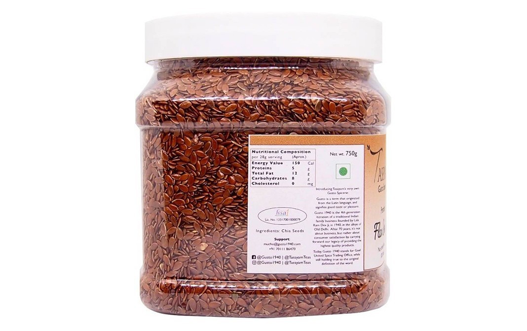 Tassyam Premium Flax Seeds    Glass Jar  750 grams